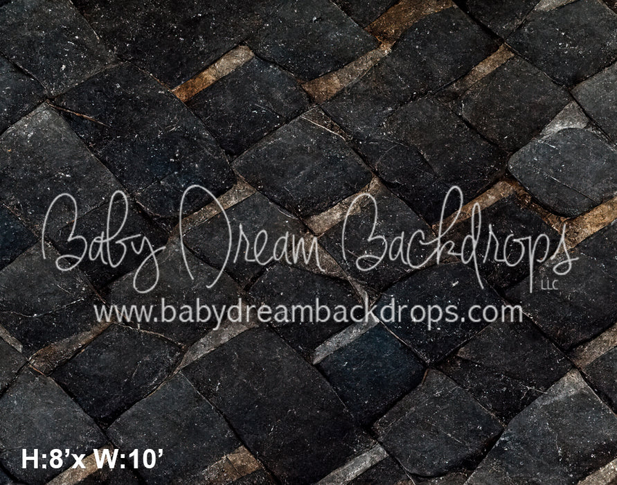 Black Stone Floor Fabric Drop (MD)
