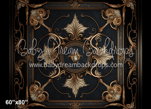 Black and Gold Detail Ballroom Floor Fabric Drop (MD)