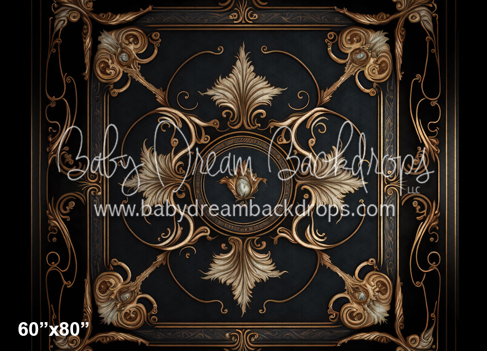 Black and Gold Detail Ballroom Floor Fabric Drop (MD)