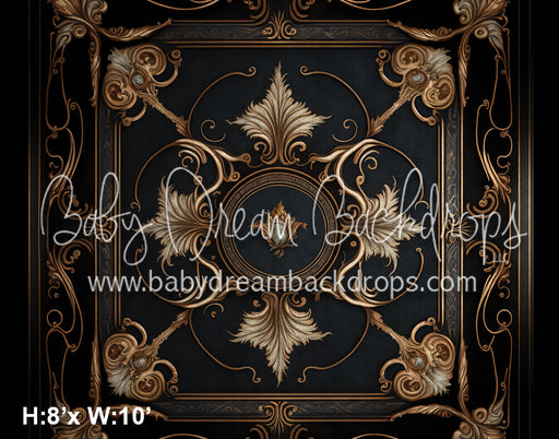 Black and Gold Detail Ballroom Floor Fabric Drop (MD)