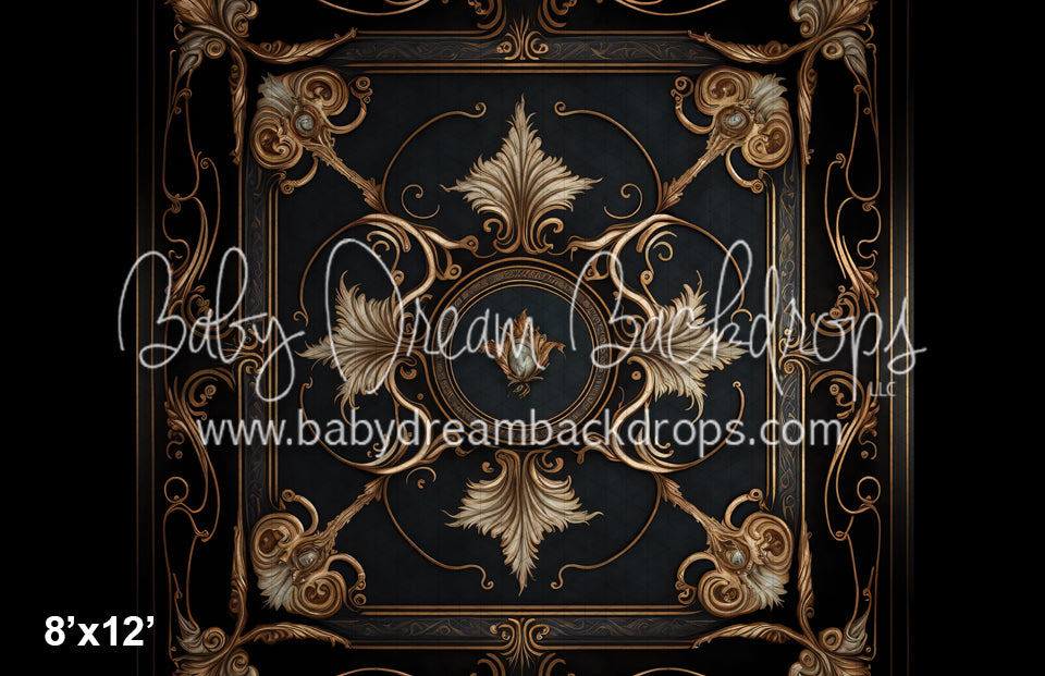 Black and Gold Detail Ballroom Floor Fabric Drop (MD)