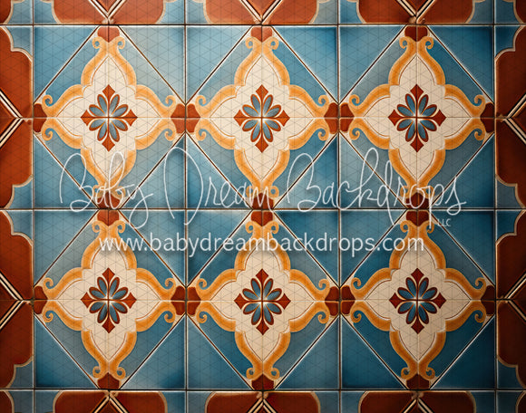 Blue Spanish Tile Flipped Fabric Floor (MD)