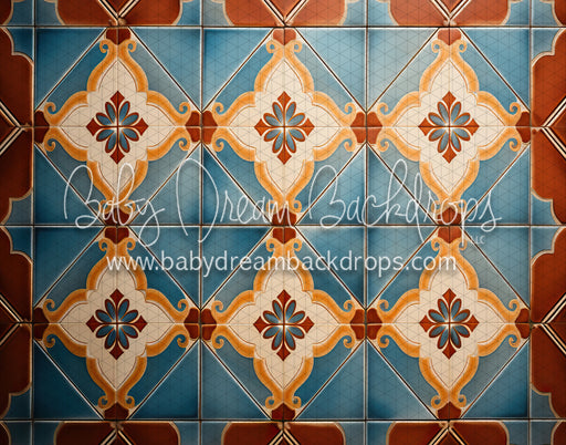 Blue Spanish Tile Fabric Floor (MD)