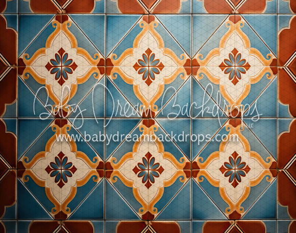 Blue Spanish Tile Fabric Floor (MD)