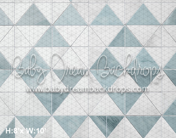 Blue and White Traingle Checker Fabric Floor (AZ)