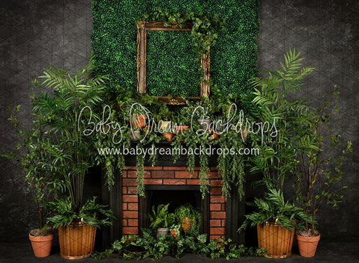 Boho Boxwood Dark Fireplace (JA)