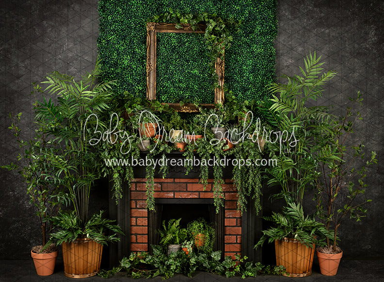 Boho Boxwood Dark Fireplace (JA)