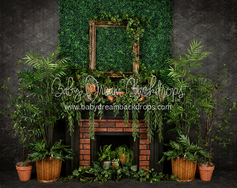 Boho Boxwood Dark Fireplace (JA)