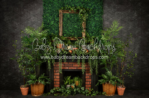 Boho Boxwood Dark Fireplace (JA)