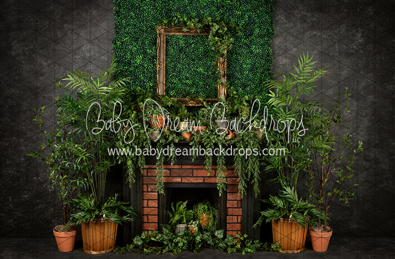Boho Boxwood Dark Fireplace (JA)