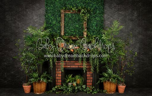Boho Boxwood Dark Fireplace (JA)