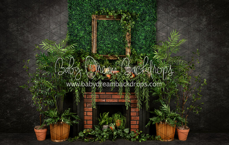 Boho Boxwood Dark Fireplace (JA)