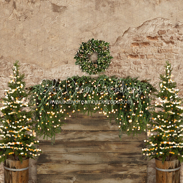 X Drop boho holiday headboard trees lights queen