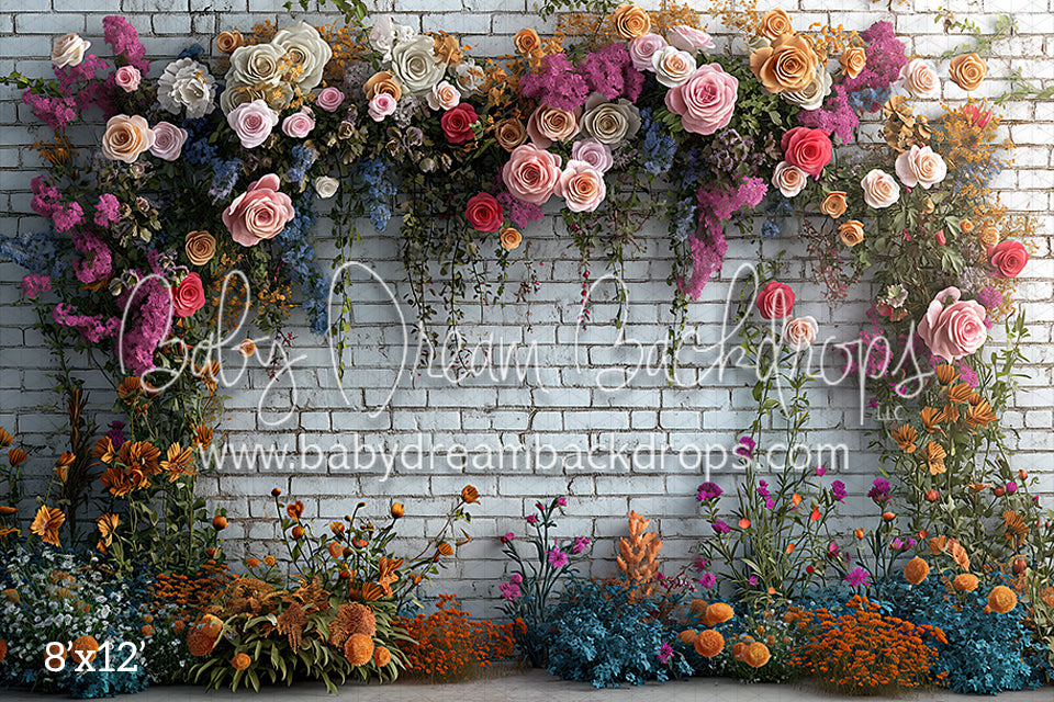 Brick Wall Spring Garden (BD) — Baby Dream Backdrops
