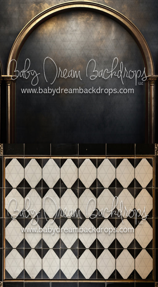 Bronze and Black Arch Wall 4, Black and Gold Old World Tile Sweep (MD)