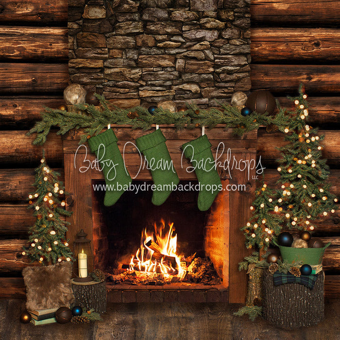 X Drop cabin traditions fireplace