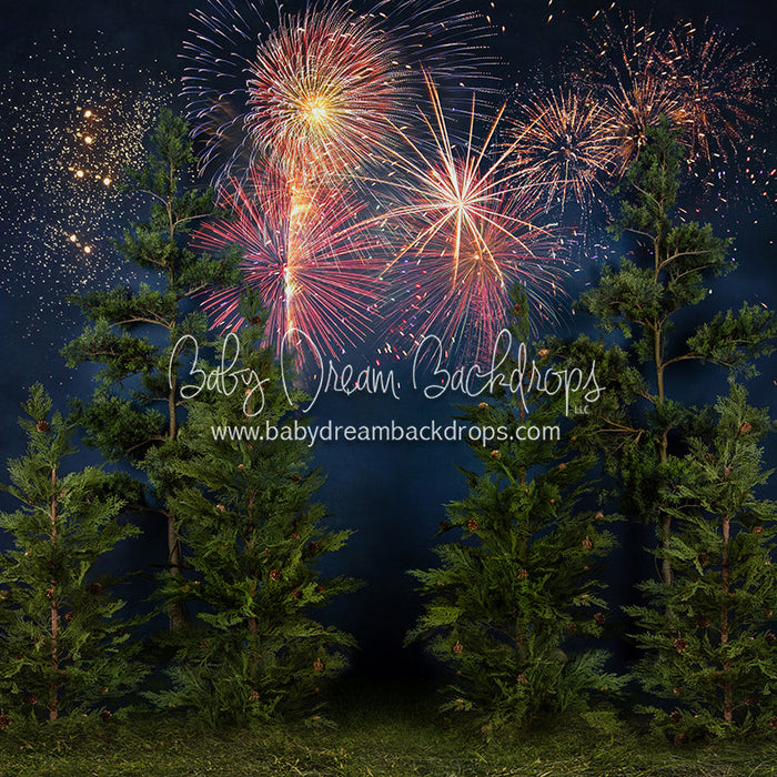 X Drop camping under the fireworks