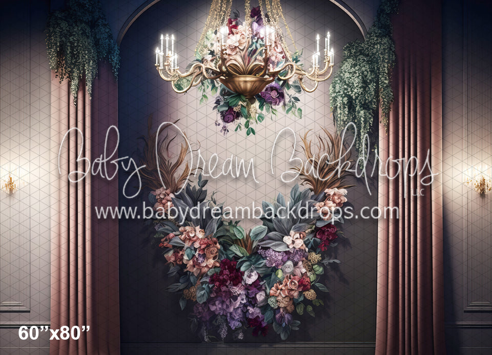 Chandelier painted floral wall (MD)