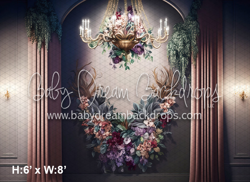 Chandelier painted floral wall (MD)