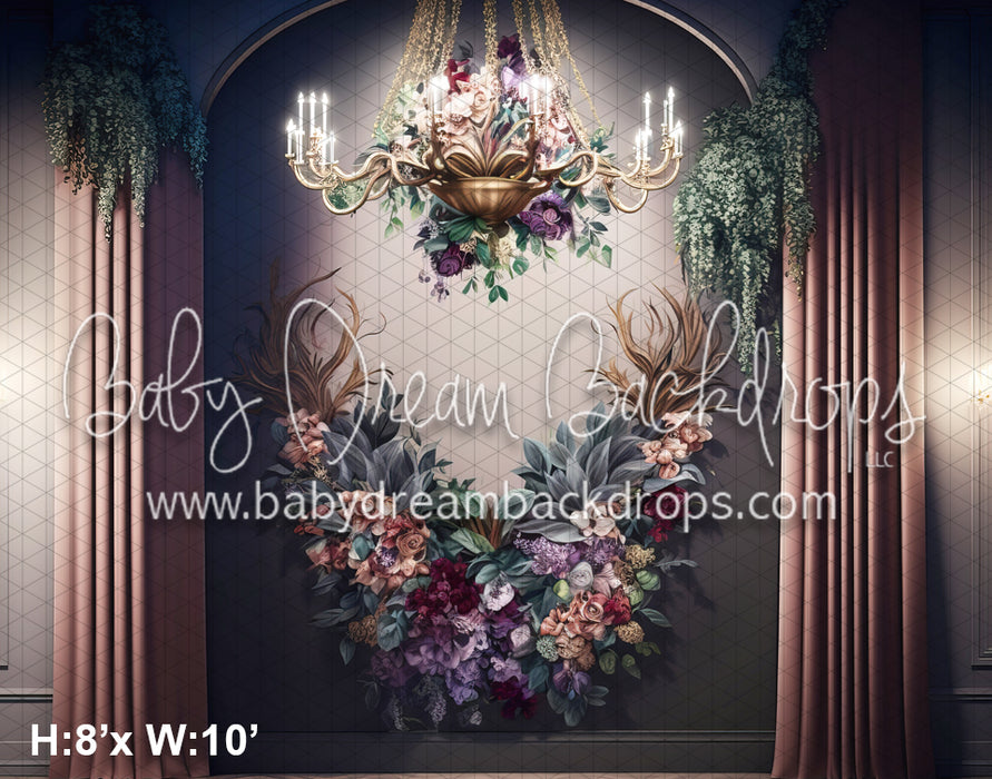 Chandelier painted floral wall (MD)