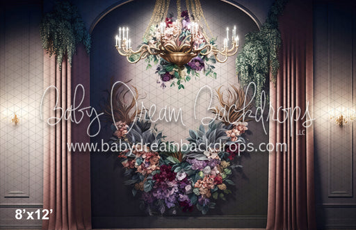 Chandelier painted floral wall (MD)
