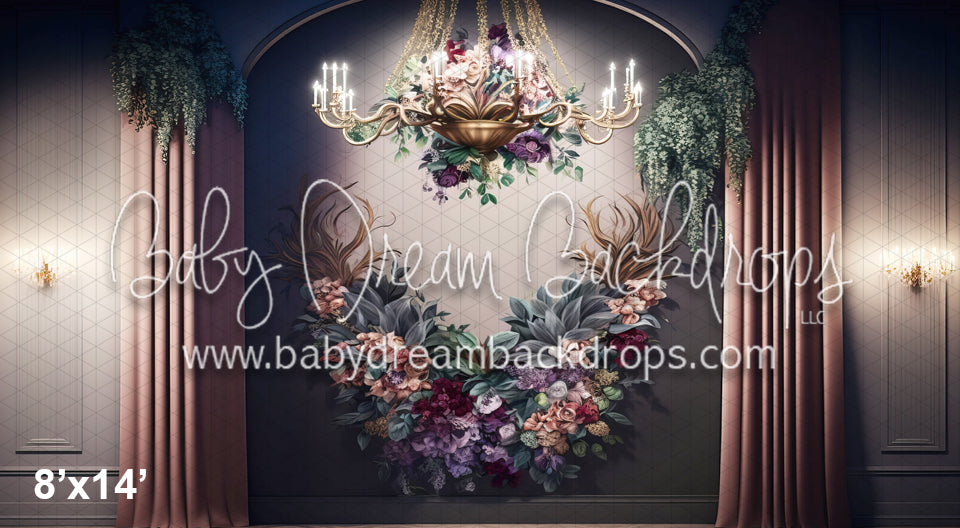 Chandelier painted floral wall (MD)