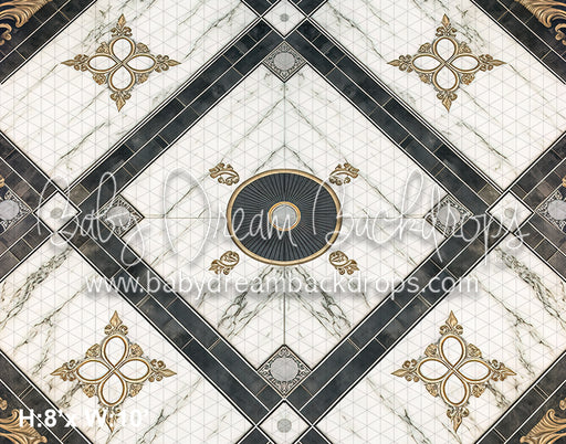 Charcoal Marble Ballroom Floor Fabric Drop (MD)