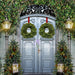 Christmas Entrance Blue Doors Green Trees