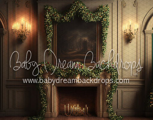 Christmas Garland Mantle with lights (MD)