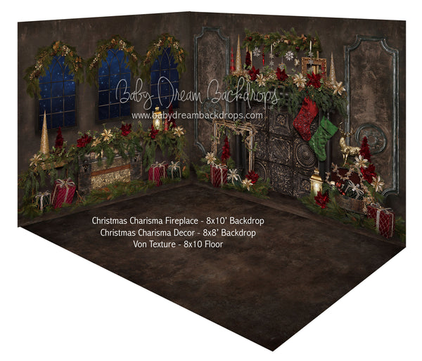 Christmas Charisma Fireplace and Christmas Charisma  Decor Fabric Room