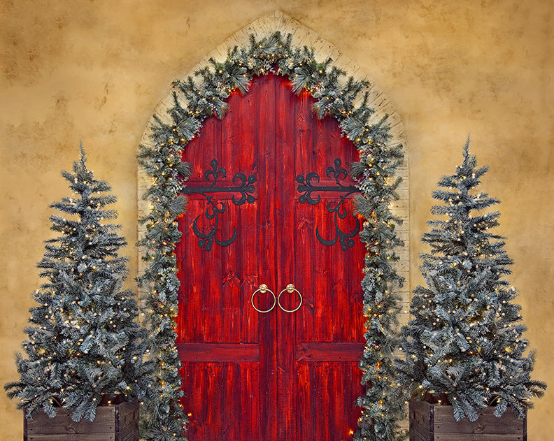 X Drop christmas entry golden trees