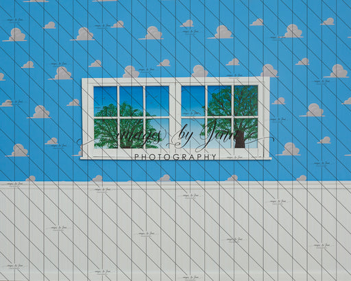 Cloud Window Wainscoting Wall