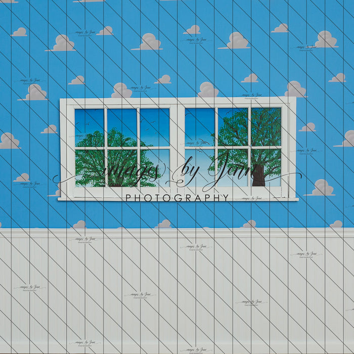 X Drop cloud window wainscoting wall