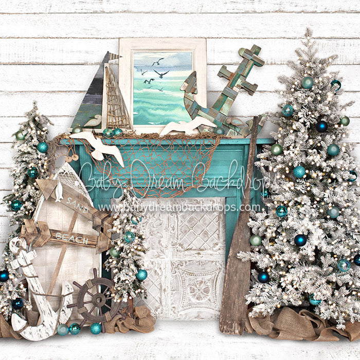 X Drop coastal christmas fireplace