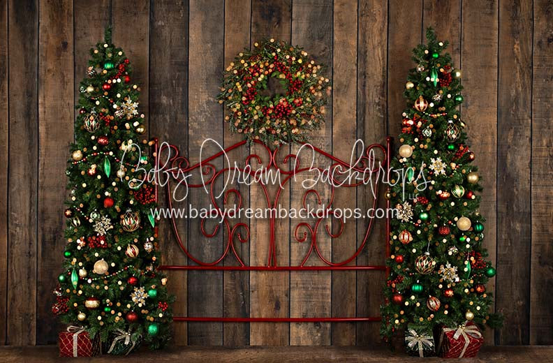 Comfort and Joy Lights Queen Headboard Trees