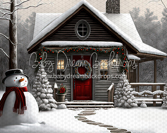 Country Cabin Snowman (BD)