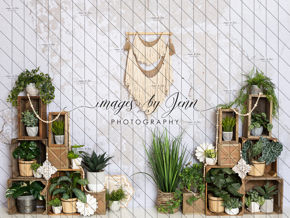 Crates Full of Greens Sm Macrame (JG)