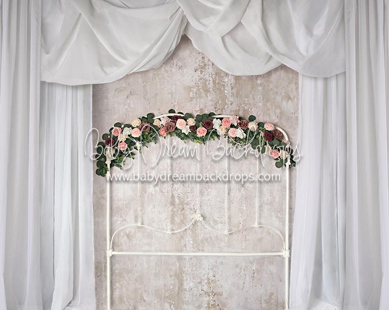 X Drop draped romance full headboard