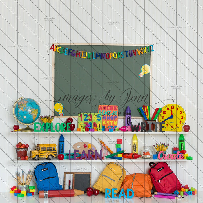 X Drop elementary shelves