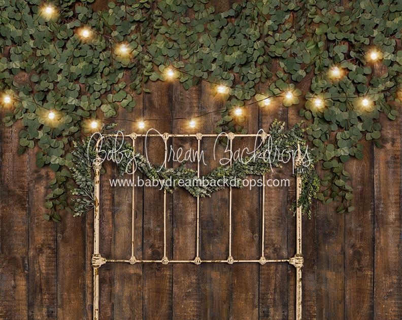 X Drop eucalyptus greens headboard queen with lights