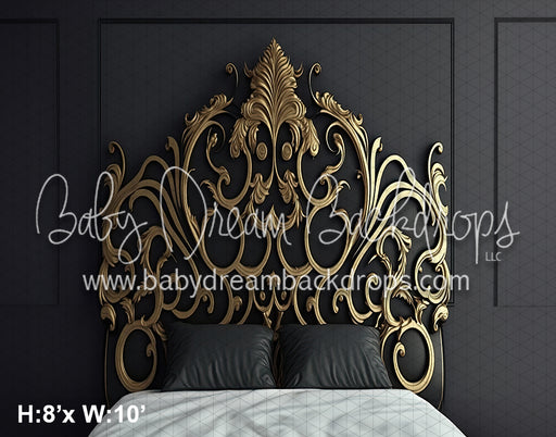 Fancy Headboard Gold and Black (SM)