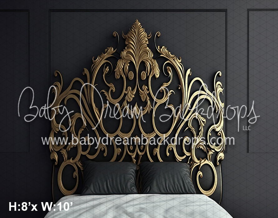 Fancy Headboard Gold and Black (SM)