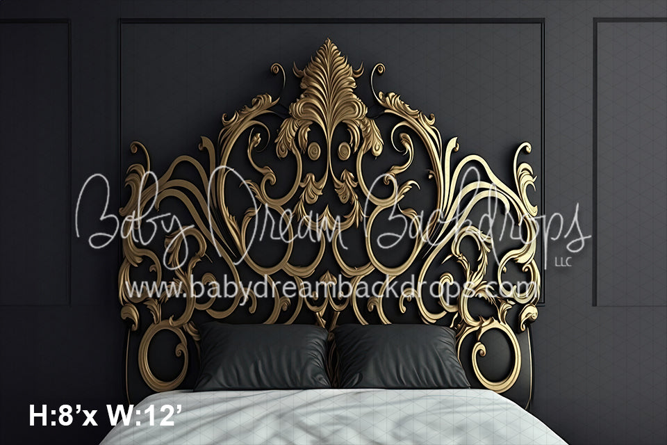 Fancy Headboard Gold and Black (SM)