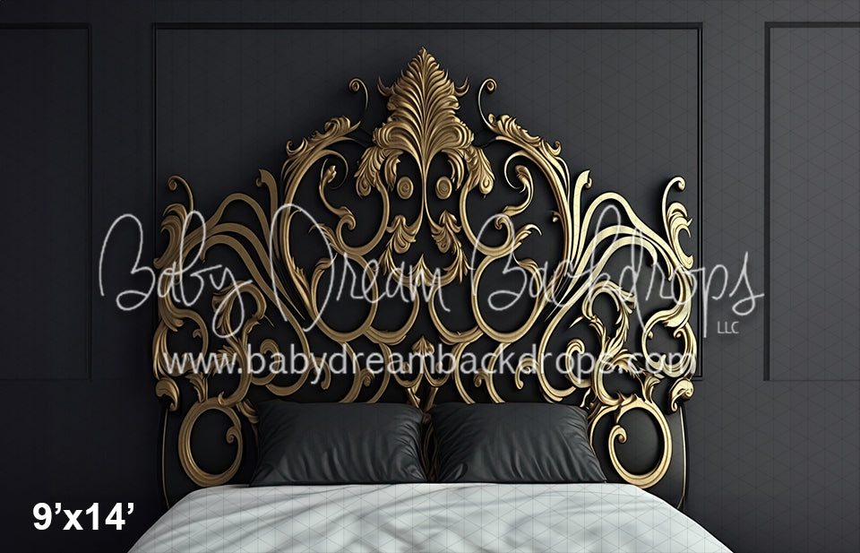 Fancy Headboard Gold and Black (SM)
