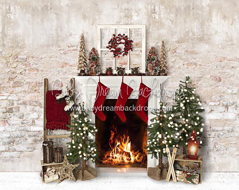 Farmhouse Cozy Fireplace (Lights)