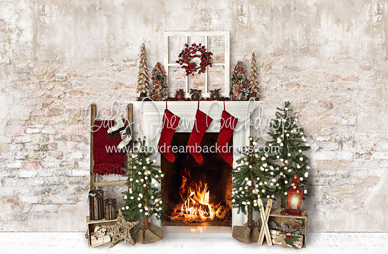 Farmhouse Cozy Fireplace (Lights)