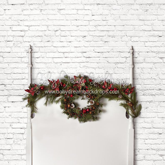 X Drop festive white full headboard