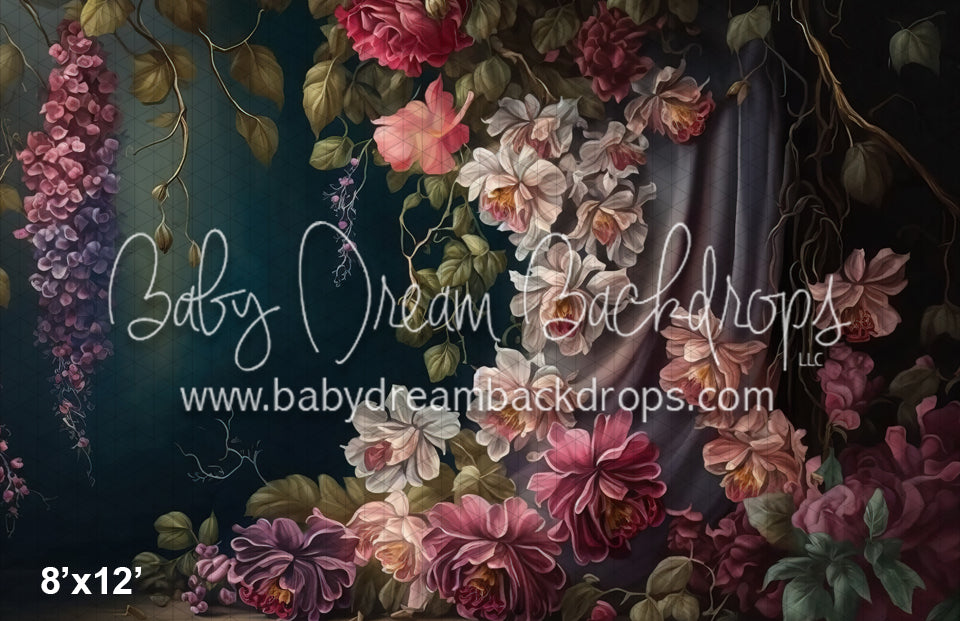 Fleurs Drapees Rose Violet Blanche (MD)