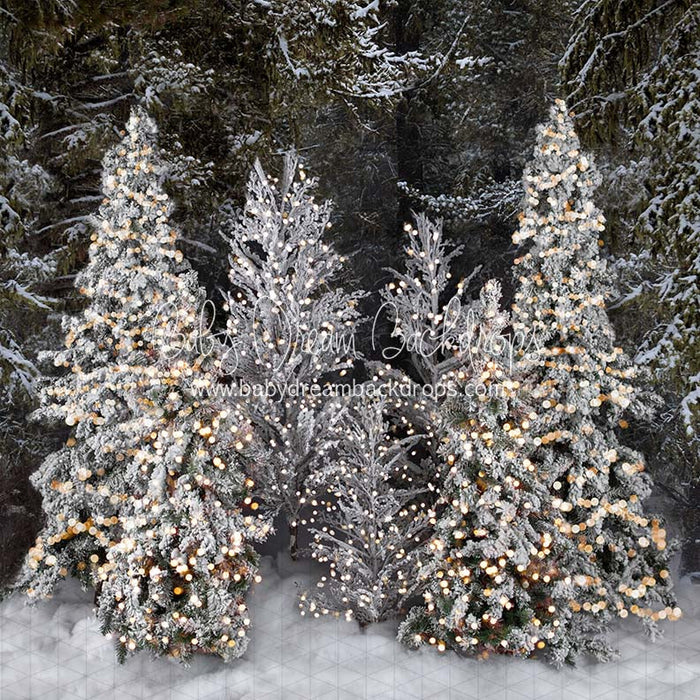 X Drop flocked forest lights