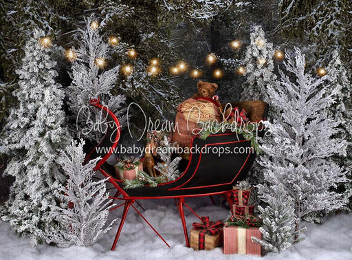 Flocked Forest Sleigh